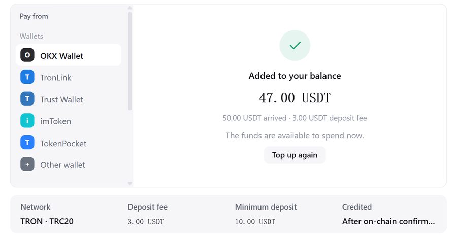 Added to your balance
